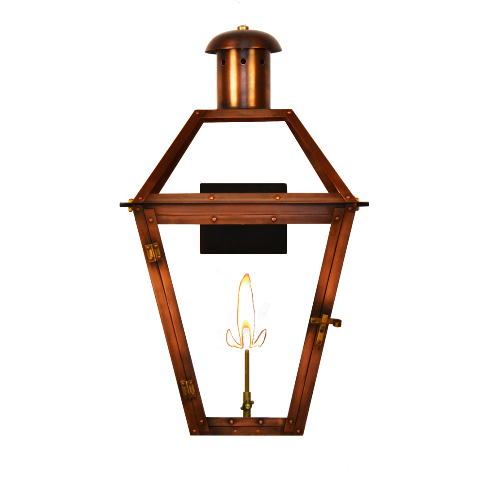 Charleston N Series Copper Gas or Electric Yoke Mounted Hanging Lantern